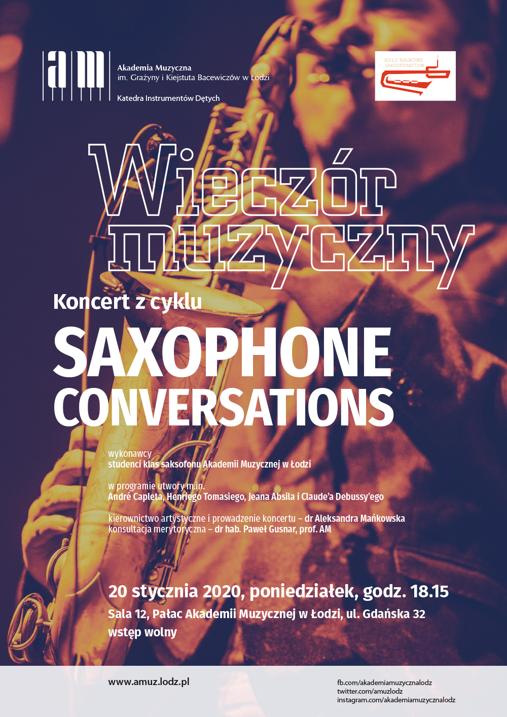 Wieczór muzyczny SAXOPHONE CONVERSATIONS